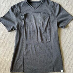 LALABU soothe baby wearing dad t shirt v neck size Large, charcoal gray